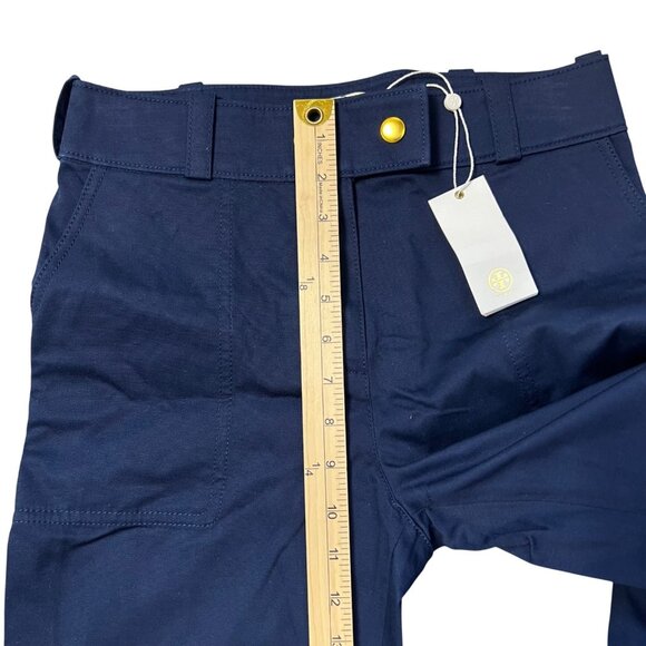 Tory Burch Maddie Pant Navy Blue Womens Sz 0 Wide Leg Cotton Blend Career Pants - Picture 9 of 16